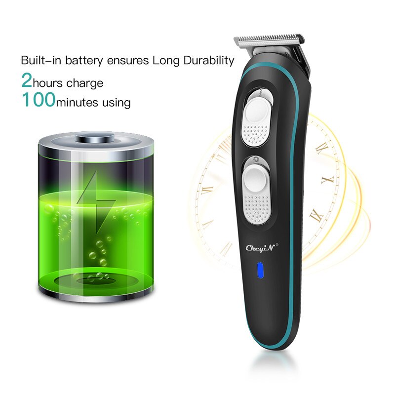 Quick Charge Electric Hair Clipper Hair Trimmer Precision Stainless Steel T Blade Hair Cutting Machine 4 Guide Comb