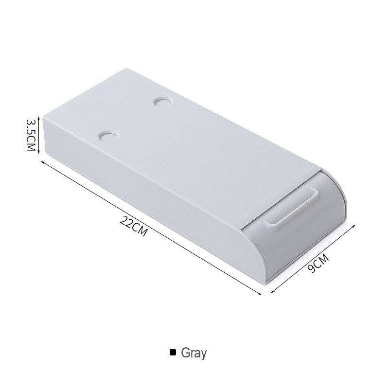 1pcs Paste Plastic Desk Storage Case Self-Adhesive Under Desk Drawer Makeup Organizer Hidden Sticky Sundries Storage Box: Gray