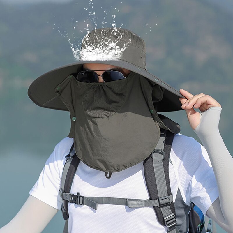 Outdoor Flap Cap bescherming voor nek en gezicht Brede Rand Zonnescherm Winddicht Sneldrogend Visser Emmer Hoed Voor Wandelen vissen