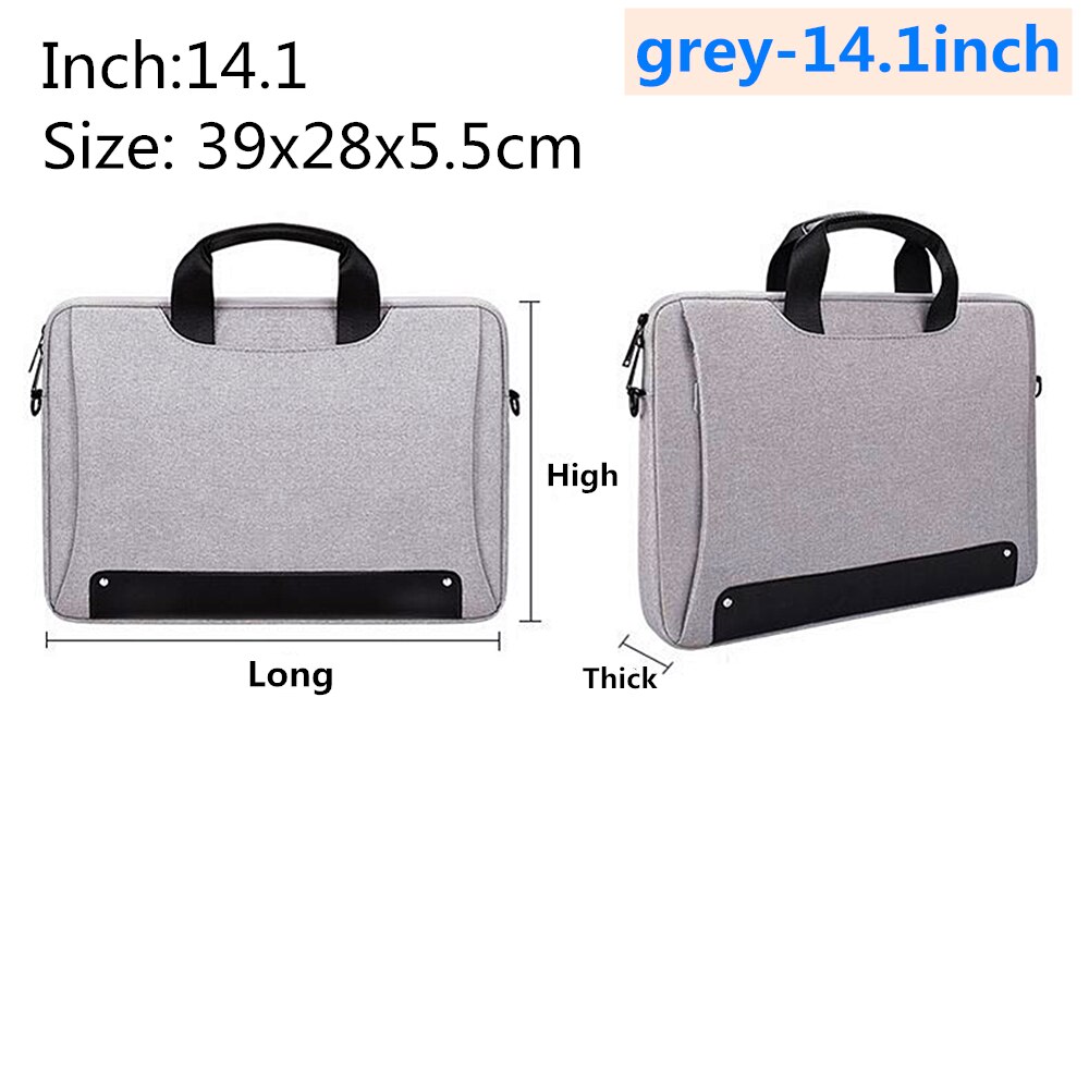 Waterproof Laptop bag 13.3 14.1 15 15.6 Inch Laptop Shoulder Bag Protective Case: grey-14.1inch