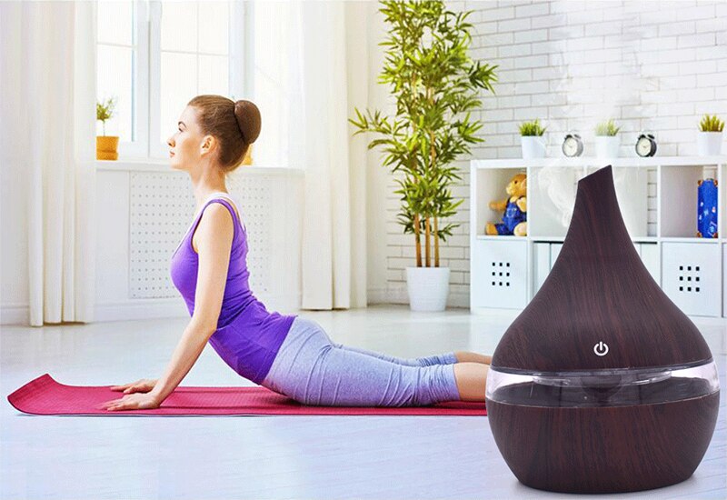 USB Luftbefeuchter Elektrische Öl Aromatherapie Holzmaserung Ultraschall Luft Diffusor Lichter Auto für Heimat Sekretariat Duft Parfüm 300ML