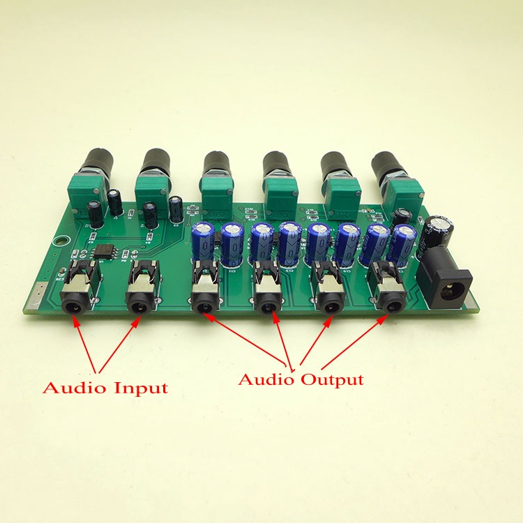 2 Input 4 output Stereo Audio Mixer Distributor Signal Selector switcher 3.5MM Individually Controls Headphones Amplifier AU-204