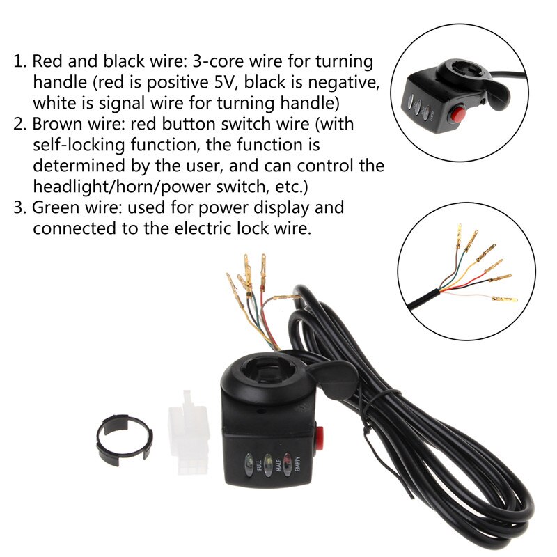 24V 36V 48V E-bike E-Bicycle Thumb Throttle Handle Bar Grip Gas Twist Throttle Electric Scooter Bicycle Vehicle Accessories C45