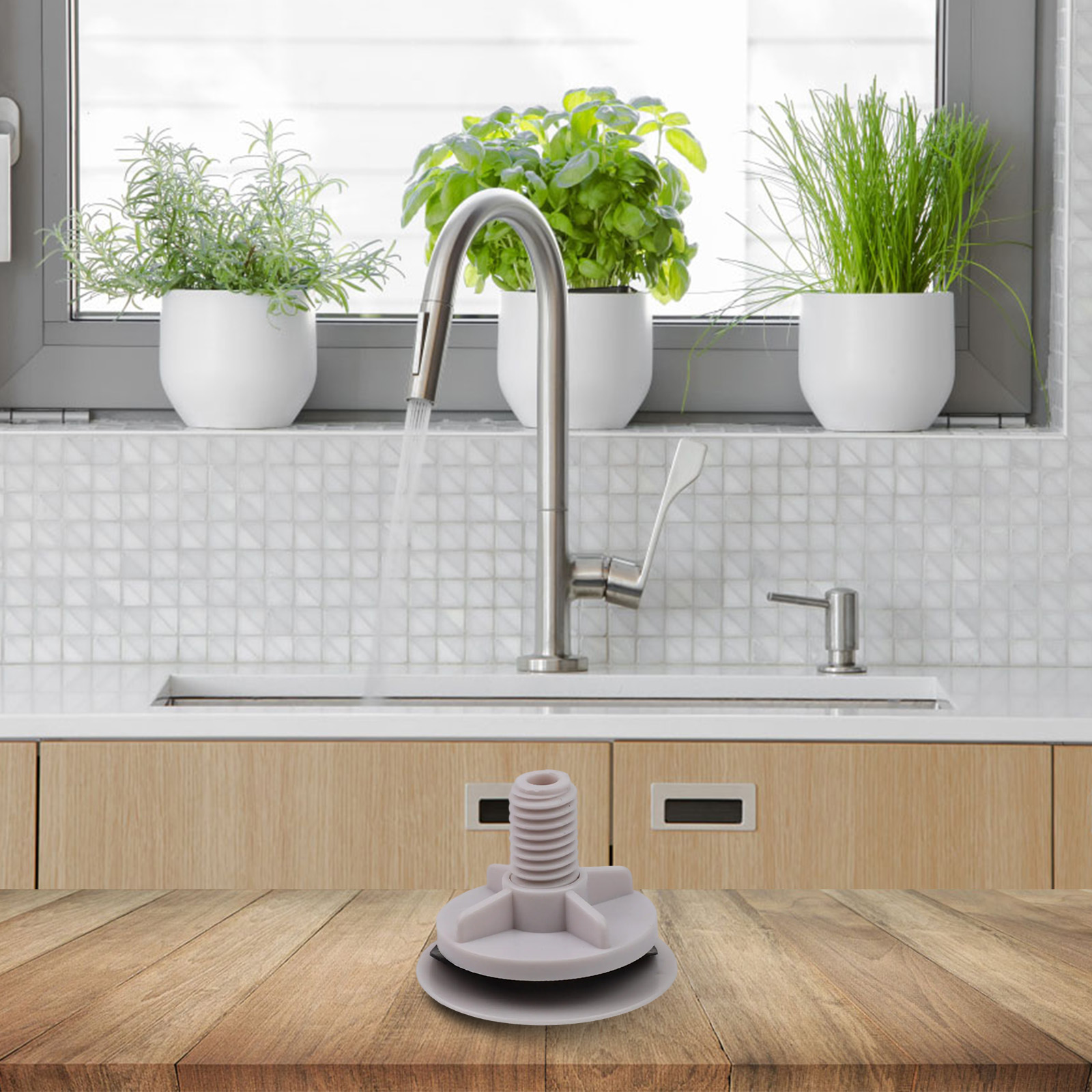 Bouchon d'évier de cuisine et de salle de bains, pour trous de débordement de 6 35mm, 1 pièce, outil 1 pièce 49mm, accessoire en plastique ABS blanc