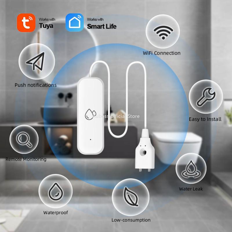 Aubess Tuya WiFi ZigBee Water Leak Detector Water Leakage Sensor with Buzzer Overflow Detector via Smart Life Remote Monitoring