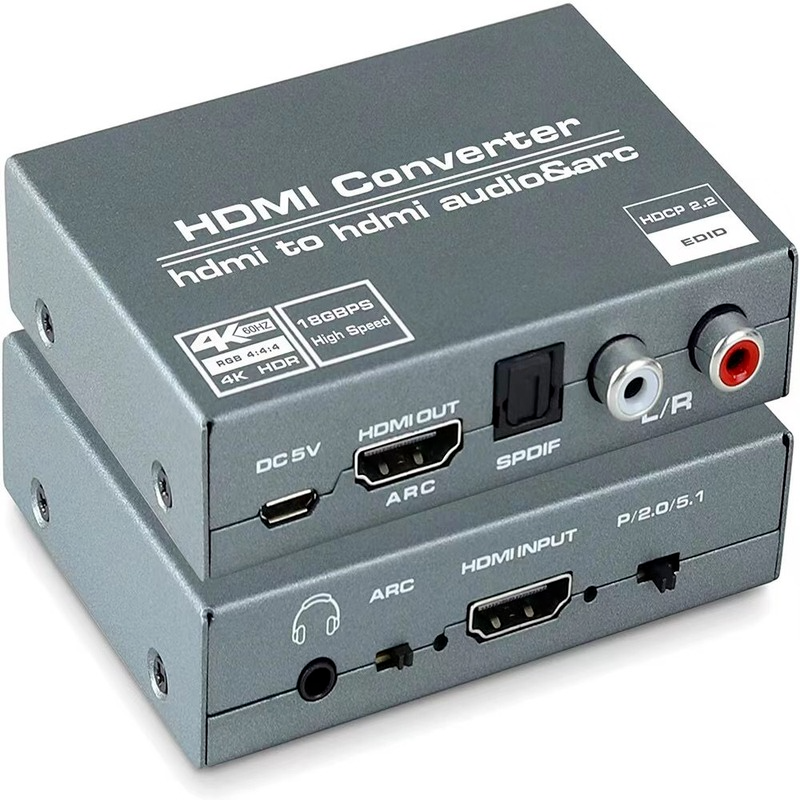 Extrator de áudio hdmi 2.0 hdmi para rca 4k 60hz yuv4:4:4 hdr hdmi adaptador conversor de áudio 4k hdmi para óptico toslink spdif
