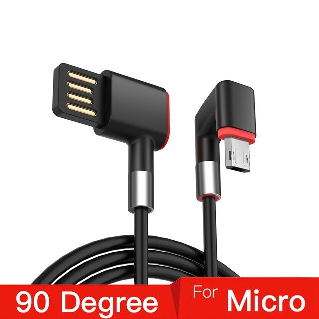 2.4A 180 Graden Snelle Lading Data Type C Micro Usb C Kabel Voor Samsung Huawei Xiaomi Type-C Lader lange Mobiele Telefoon Draad Koord: Black For Micro