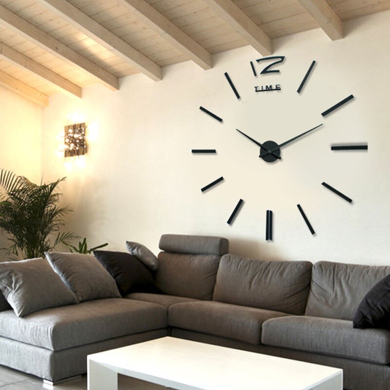 Oversized mirror acrylic 3D wall clock modern DIY wall clock living room quartz pin European digital wall clock