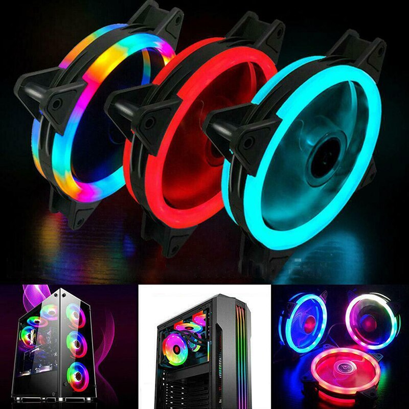 12CM 15LED 120mm PC Computer Super Mute LED Case Fan Cool LED Dual Aperture Computer Case Cooling High Performance Cooler