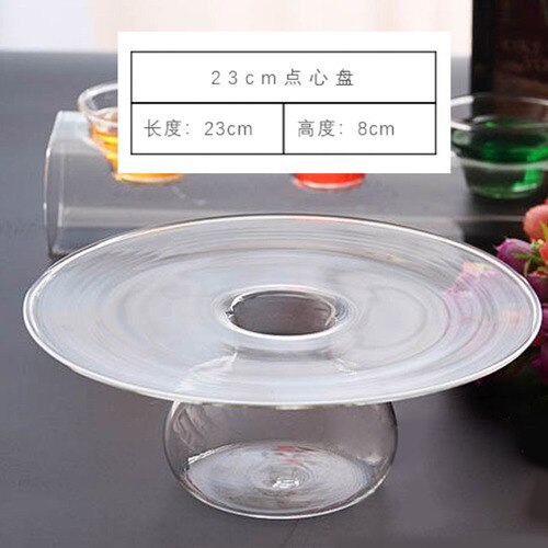 Piatto di vetro trasparente piatto di ghiaccio secco ristorante giapponese piatto di Sushi tè pomeridiano piatto da dolce cucina domestica stoviglie in vetro: 23cm