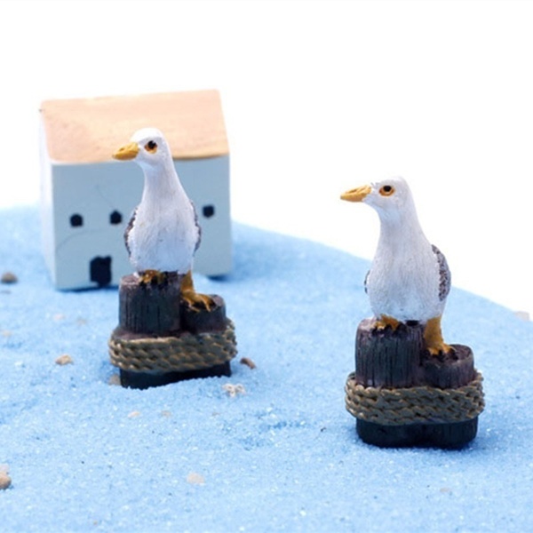 Havsfågel mås stå stubbe miniatyr fairy trädgård hem hus dekoration mini hantverk mikro landskapsarkitektur dekor diy tillbehör