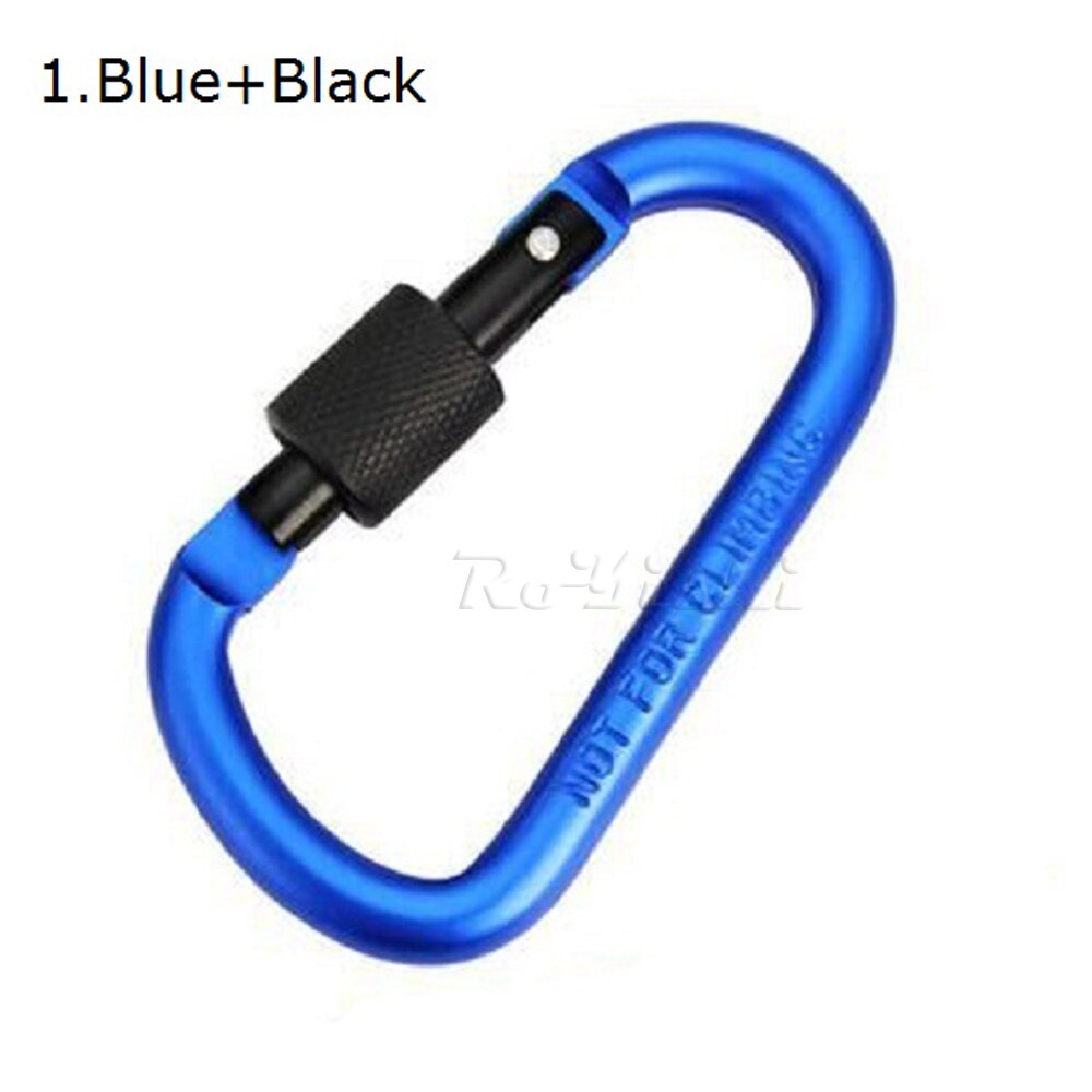 1 stuk aluminium karabijnhaak d-ring sleutelhanger clip karabijnhaak karabijnhaak camping sleutelhanger 8 kleuren: 1 blauwzwart