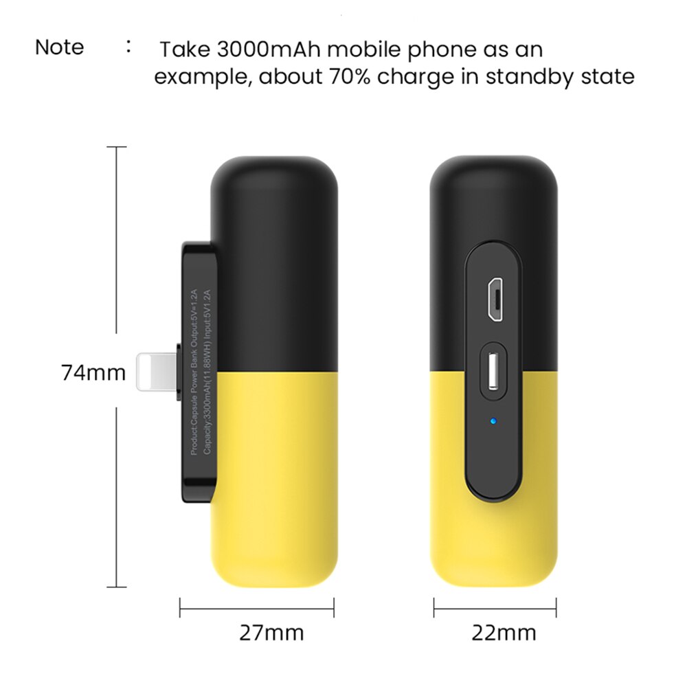 3300Mah Draagbare Mini Power Bank Voor Iphone Samsung Xiaomi Oppo Backup Powerbank Externe Batterij Oplader Mini Capsule Poverbank