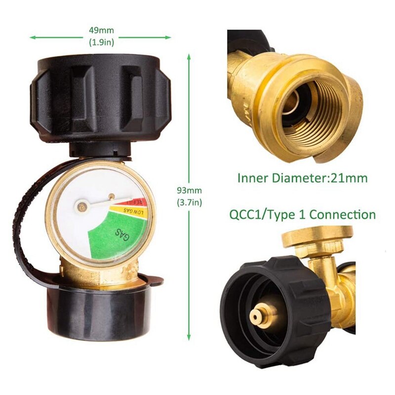 2 Pcs RV Propane Tank Gauge Level Indicator Gas Pressure Meter with Type 1 Connection,Upgraded Propane Leak Detector