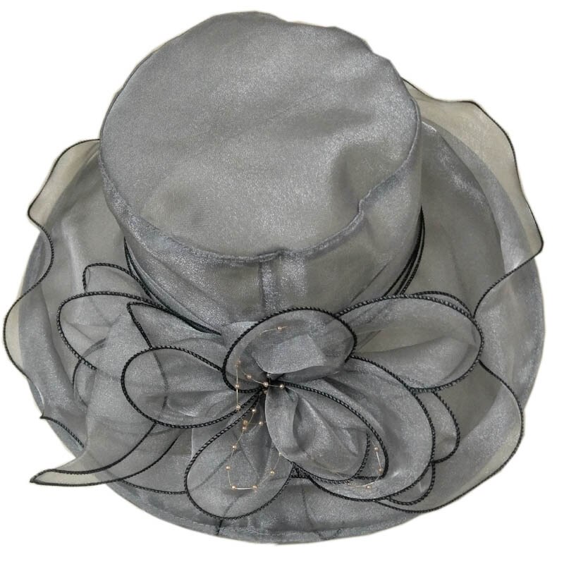 Lady Derby Jurk Kerk Cloche Hoed Boog Emmer Bruiloft Bolhoeden Derby Hoed voor Vrouwen Brede Rand Fedora Formele Kentucky: Donkergrijs