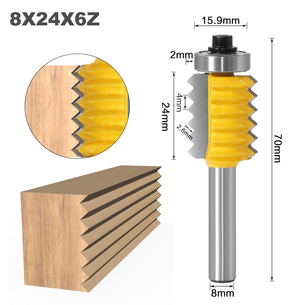 1PC 8MM Shank Milling Cutter Wood Carving Raised panel V Joint Bits Finger Joint Glue Milling Cutter for Wood Tenon Woodworking: 01