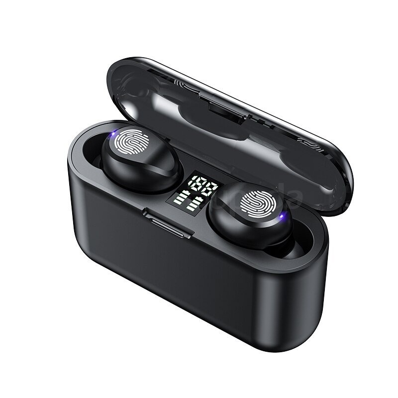 TWS Bluetooth Kopfhörer Für Telefon berühren Kontrolle LED Energie Anzeige Drahtlose Kopfhörer Earbuds mit Mic Sport Wasserdichte Kopfhörer: Schwarz