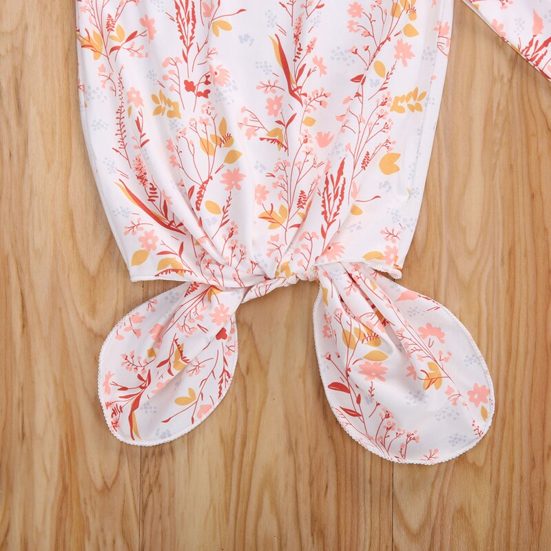0-6M infantile -né bébé fille garçon dormir barboteuse à manches longues imprimé combinaison chapeau 2 pièces tenues ensemble 8 couleurs