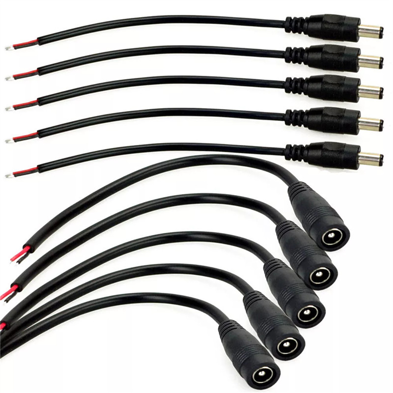 Connecteurs mâles et femelles 12V cc, adaptateur de câble, prise d'alimentation de 15cm de long, 5.5x2.1mm pour bande lumineuse, caméra de vidéosurveillance