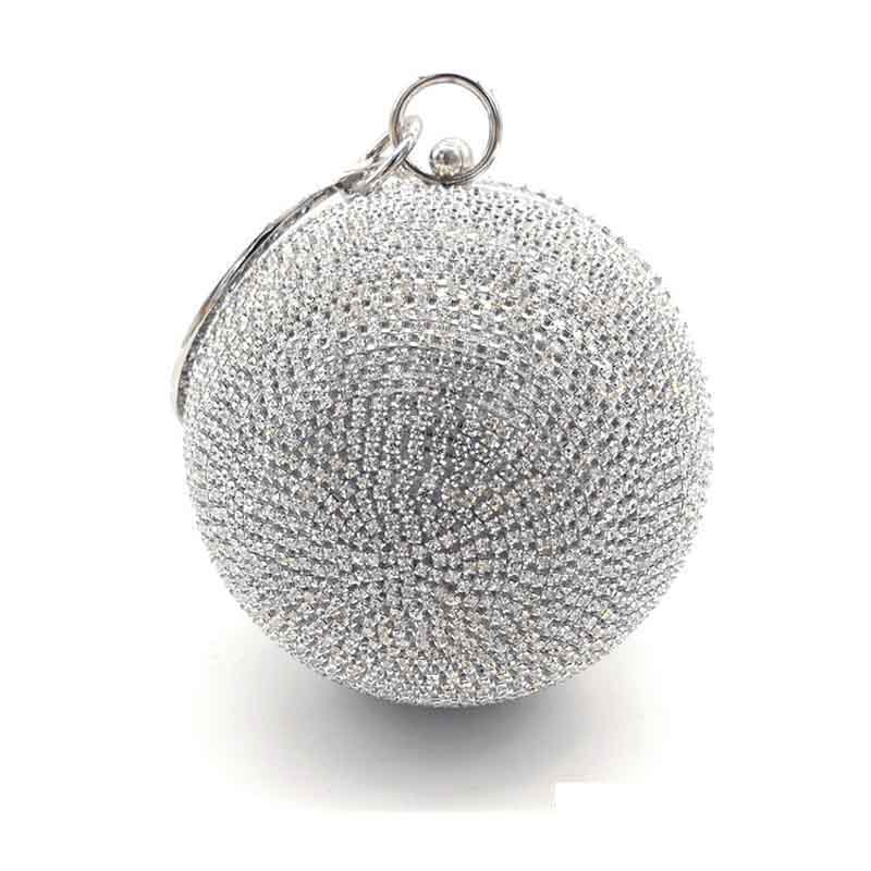 Women Beaded Crystal Party Evening Bag Bridal Wedding Round Ball Wrist Purse Bag For Women