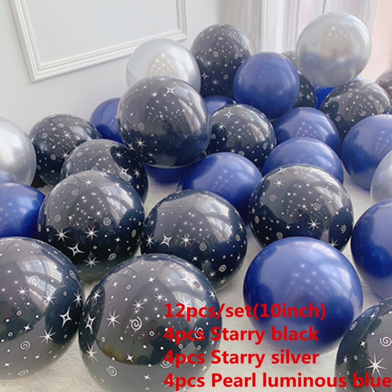10 tums yttre rymden temafest astronaut stjärnhimmel svart latex ballong fest pojke barn födelsedagsfest dekor gynnar helium globalt: Blanda 3