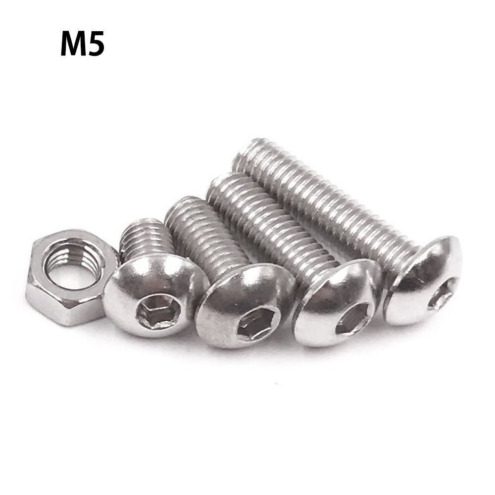 Cnim Schroef En Moer Kit,Machine Schroef En Moer Kit, 500 Pcs M3 M4 M5 Rvs Button Head Hex Socket Head Cap Bouten S