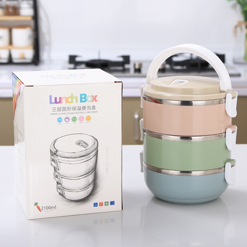 Stainless Steel Lunch Box Thermal Microwavable 1/2/3/4-layer Bento Box Lunch Thermos Food Storage Container Keep Warm Lunch Case