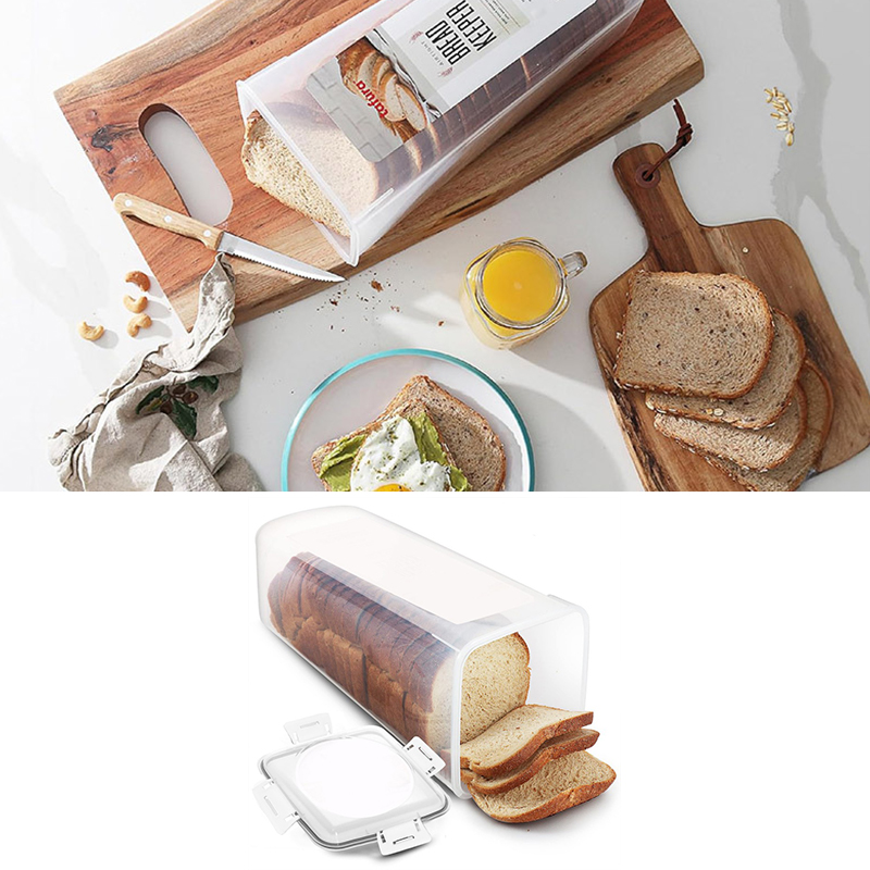 Brødbeholder klar lufttæt brødkasse med låg sandwichbrødholder til hjemmelavet brød høj brødbeholder til køkken