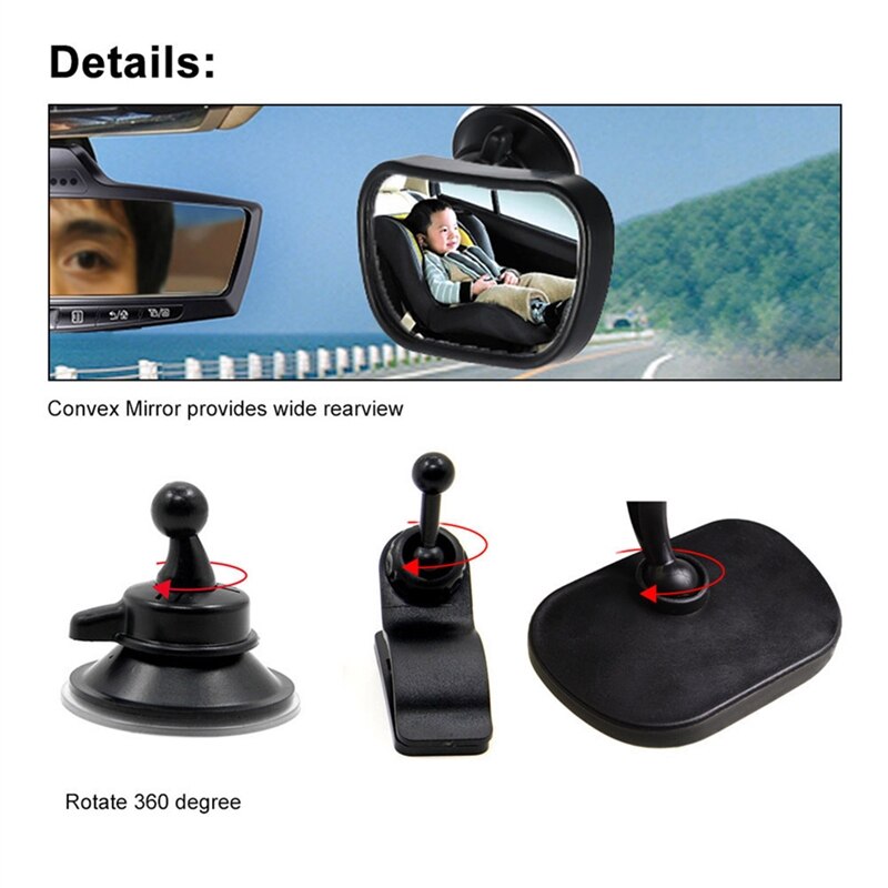 Baby sikkerhed justerbar observation spejl beskytter bil bagsæde bil tilbehør 360 roterende sikkerhed let installation