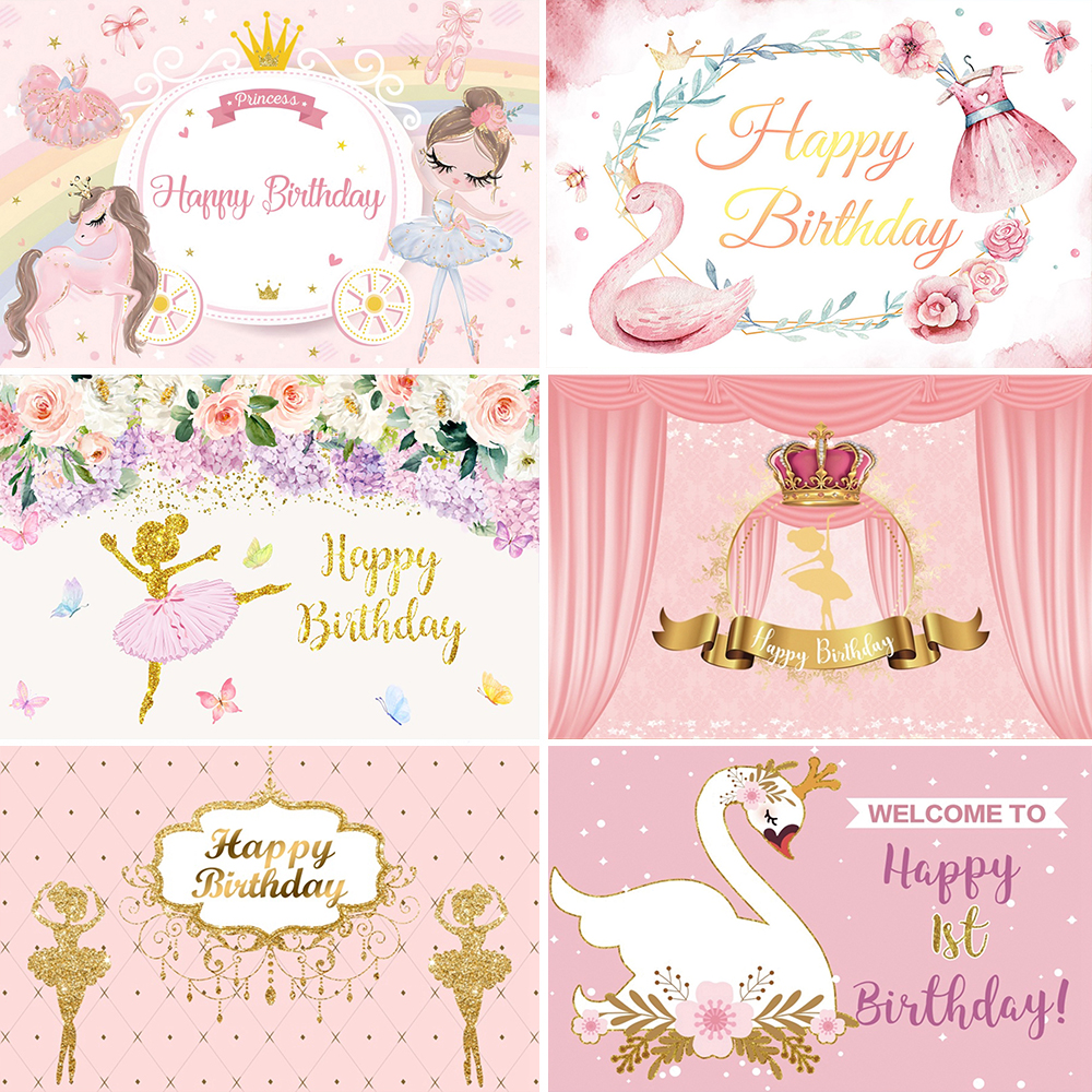 Ballet Dancer Girl Princess Theme Girls Ballerina Baby Shower Photography Backdrop Swan Girls Birthday Party Decoration Banner