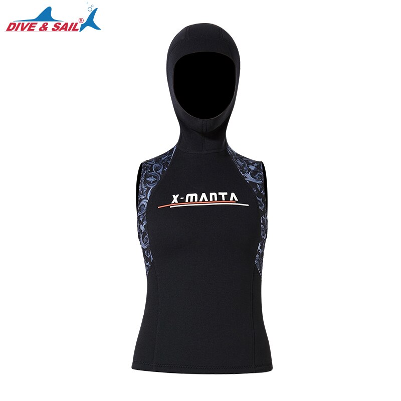 Wetsuit Vest with Hood 3mm Thermal Neoprene Wet Suits Sleeveless Top Diving Surfing Jacket Hooded for Women Men No Zip