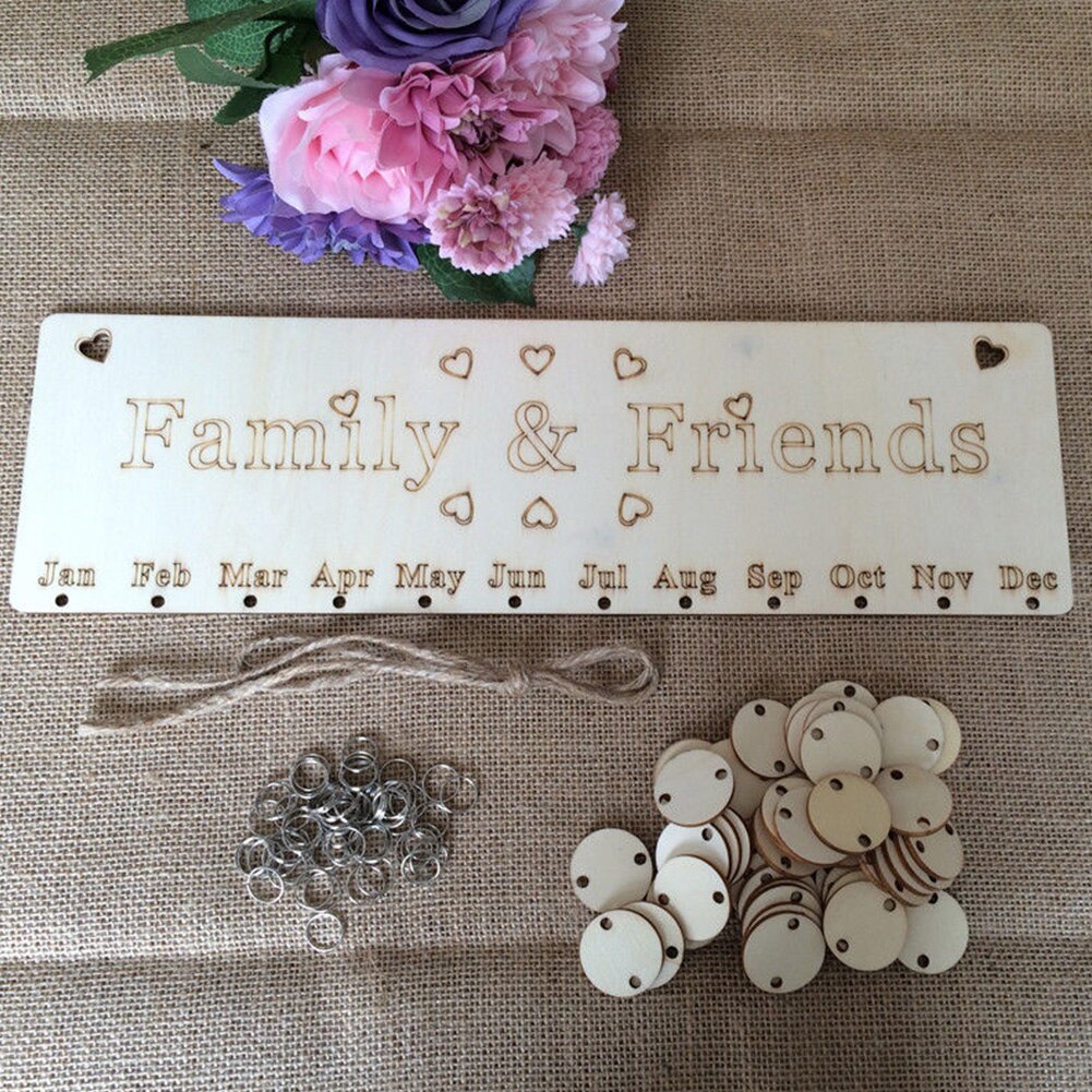 Kantoor hangende data verjaardag kerstversieringen houten verticale knutselwerkjes familie wandkalender