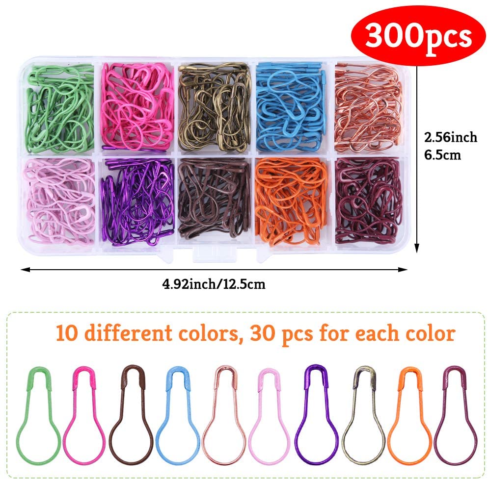 LMDZ – goupilles d&#39;ampoule de sécurité, 10 couleurs de marqueurs de point de Crochet de calebasse, goupilles de sécurité en métal pour le tricot et le bricolage avec boîte de rangement