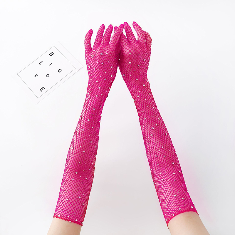 Gloves for Women Dress Sheer Mesh Gloves Sexy Thin Elbow Long Gloves Wedding Full Finger Anti-UV Cycling Driving Mittens: Orange