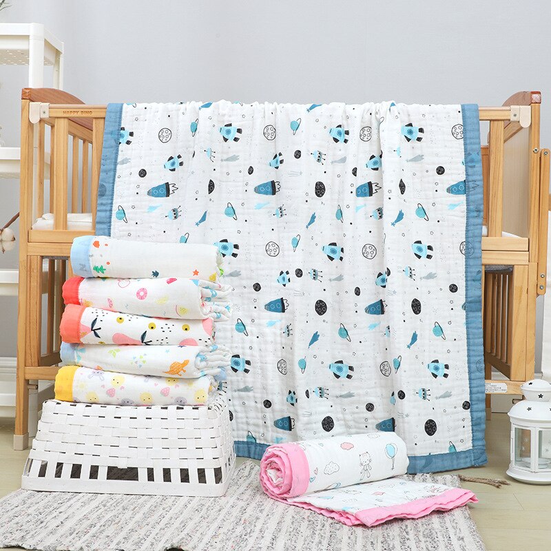 6 couches bébé emmailloter dans la couverture de bébé et emmailloter haute densité 100% coton bébé couvertures 150*200 tricoté bébé enfant poussette couverture