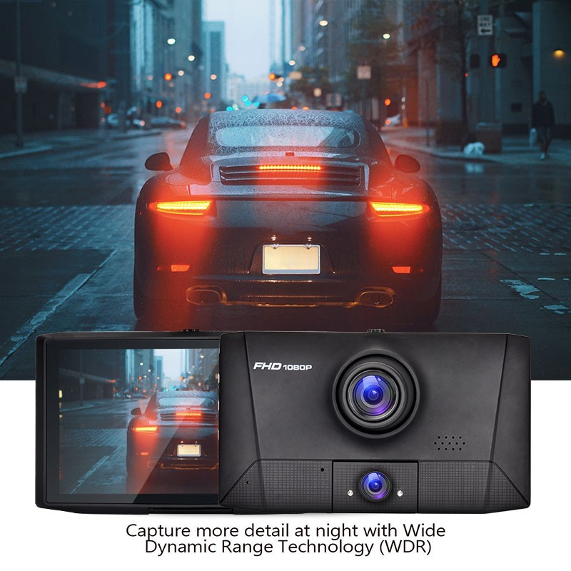 Caméra de tableau de bord, 3 en 1, DVR, Dashcam, enregistreur vidéo pour voiture, 4 pouces, 1080P, enregistrement en boucle, capteur G, Vision nocturne, grand Angle de 170 °