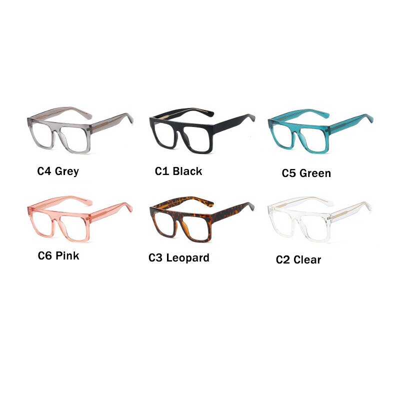 Transparent Glasses Oversized Square Women's Eyeglasses Frame Flat Top Men's Glasses Frame Pink Blue Large Feminine Glass