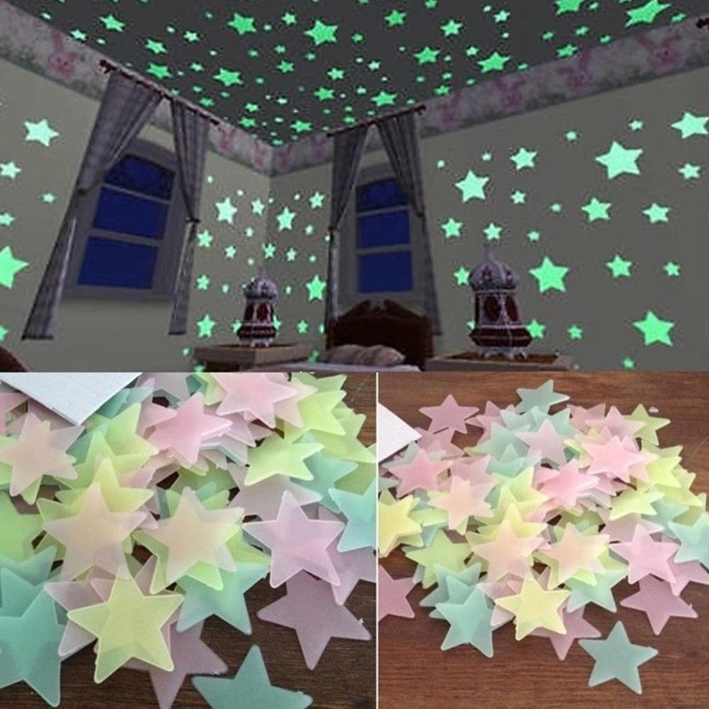 70/100Pcs Glow In The Dark Sterren Stickers Light Up Lichtgevende Fluorescerende 3D Sterren Voor Kids Baby Slaapkamer plafond Woondecoratie