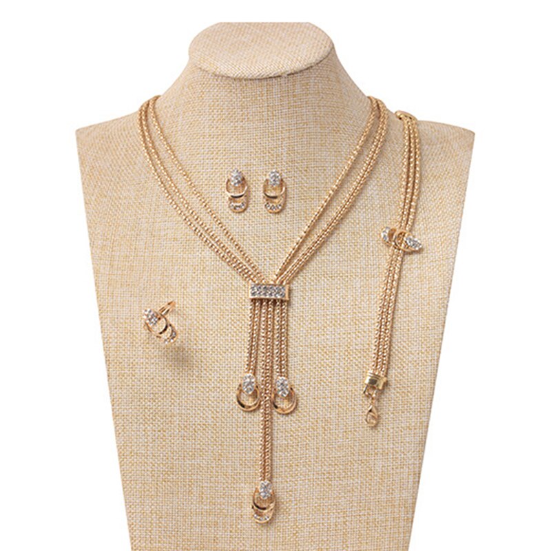 Exaggerated Crystal Jewelry Bridal Necklace Earrings Four-piece Suit Boutique Jewelry Women Jewelry Sets