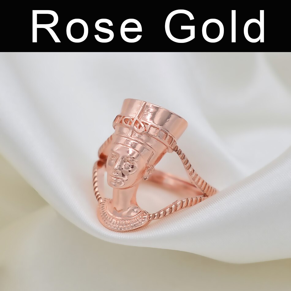 Anniyo regina egizia nefertilizzanti anello per le donne ragazze africano anello di barretta gioielli colore oro partito tutto'ingrosso regalo nazionale #235906: rosa oro