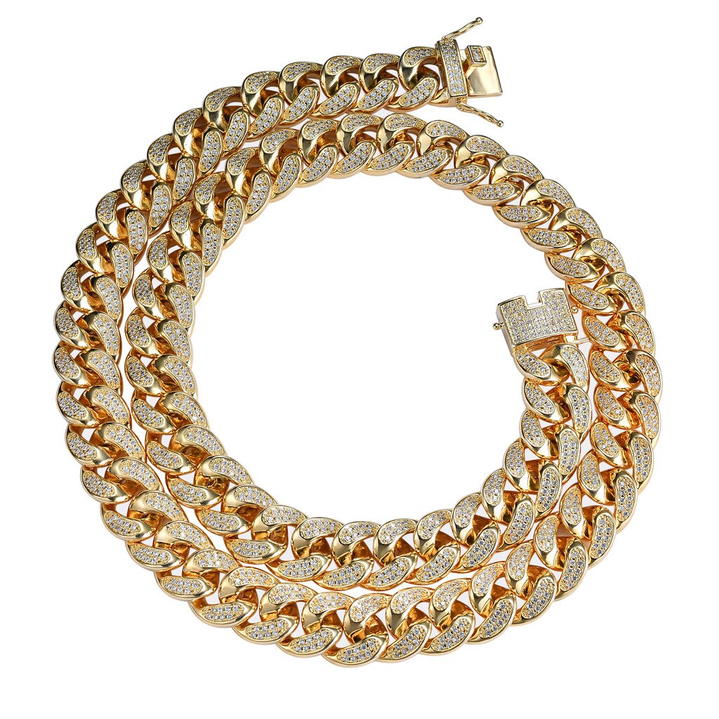 Hiphop Hip-Hop Mannen Cuba Gouden Ketting 18 Mm Stereo Ketting Water Ketting