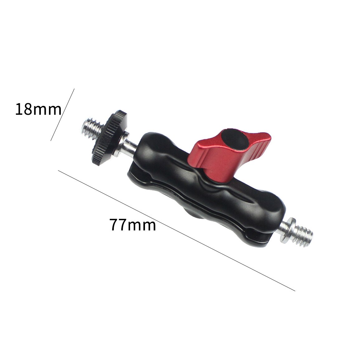 Chaussure chaude multifonction à double tête sphérique, pour trépied 1/4 pouces, bras magique, adaptateur Super pince articulé pour moniteur, lumière LED, appareil photo DSLR: Type H 77mm