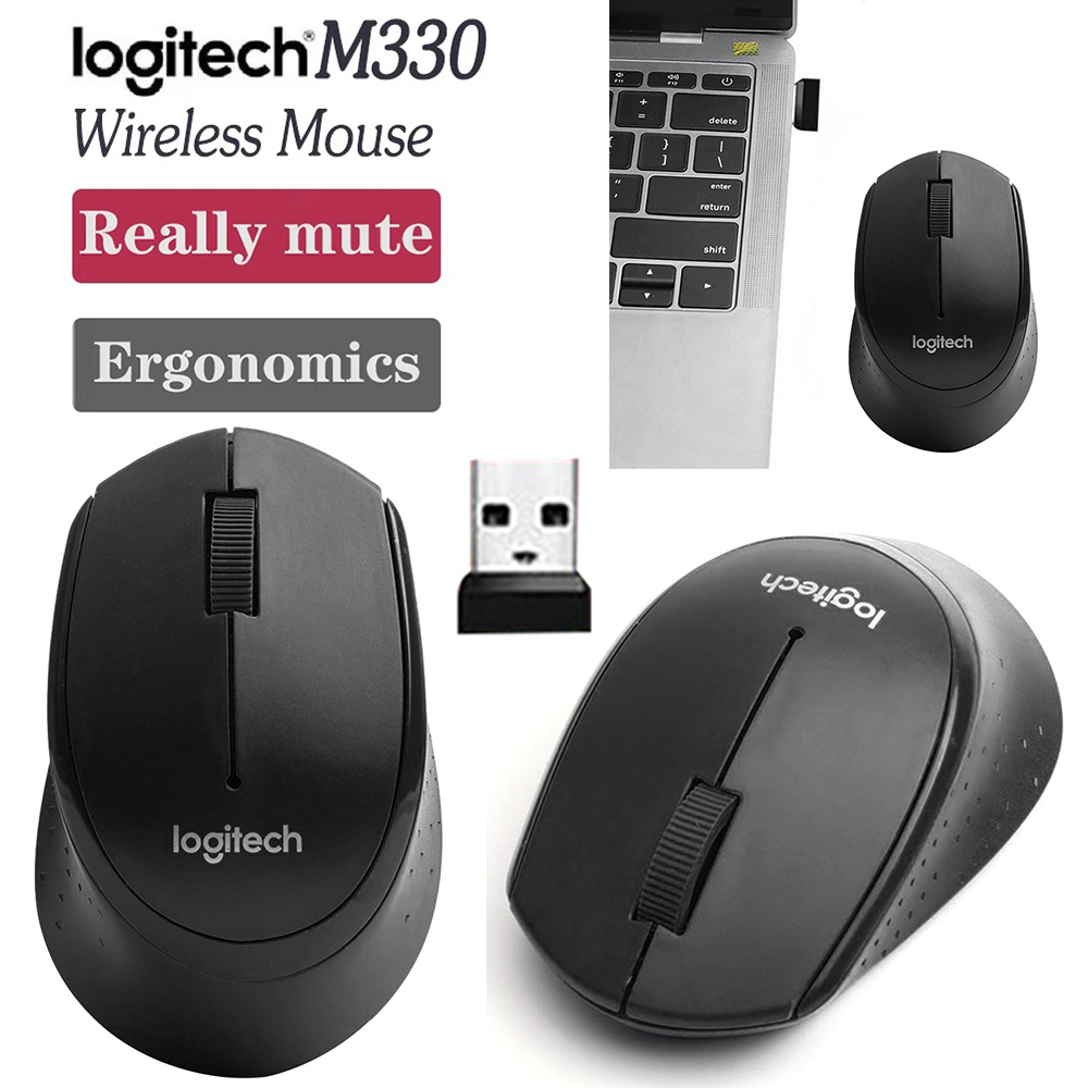 New original logitech mouse  m330 2,4g 1000 dpi wireless mouse, silent office computer mouse with usb nano receiver, uses aa batteries