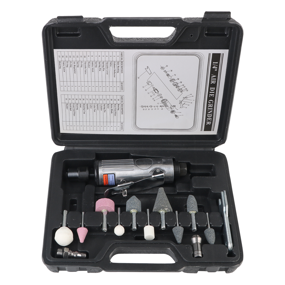 Slipning polermaskin kit 1/4 " pneumatisk precisionsslipmaskin luftslipmaskin kvarn gravyrverktyg 16 st luftslipmaskin universal 1/8 ": Default Title