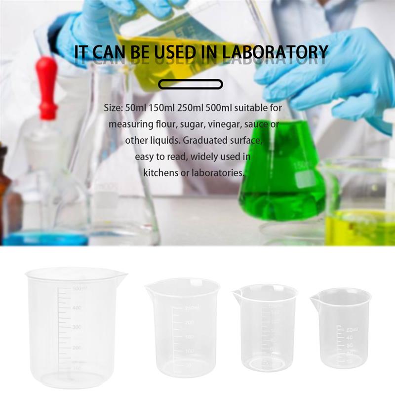 4 Stks/set Transparante Maatbeker Keuken Bakken Maatbeker Schaal Maatbeker Gereedschap Voor Laboratorium 500Ml/250Ml/150Ml/50Ml