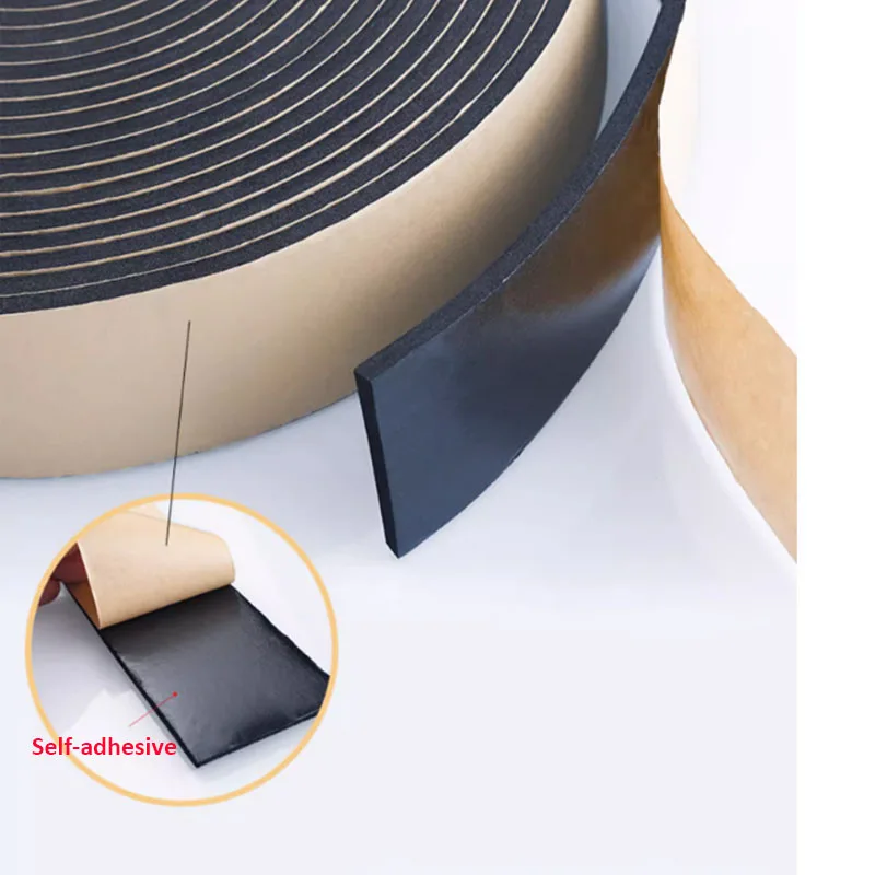 Tira de espuma EPDM de 10M, tiras de sellado planas, cinta de goma adhesiva fuerte, aislamiento anticolisión para puerta, ventana, almohadilla para muebles