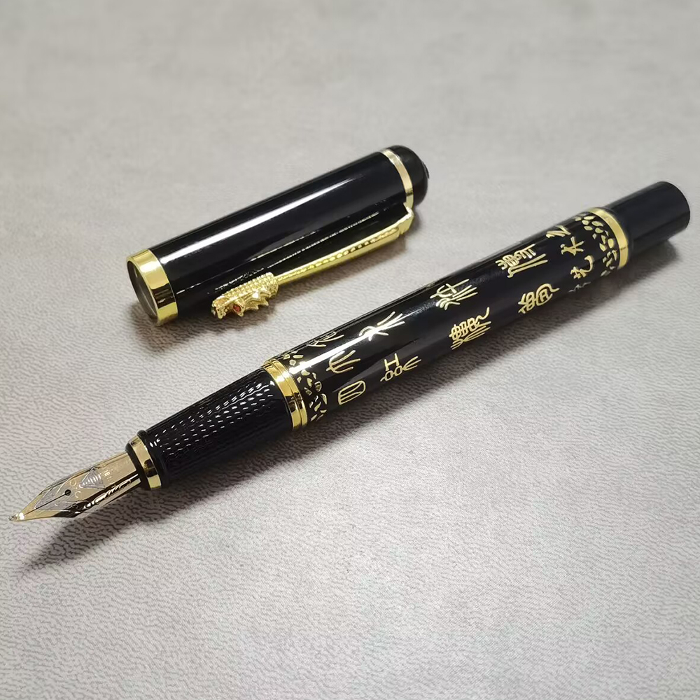 Pluma estilográfica fina 1 bolígrafo Plus, dos puntas, estilo clásico chino, caligrafía, escritura, firma, bolígrafo de , material de papelería para estudiantes y oficina