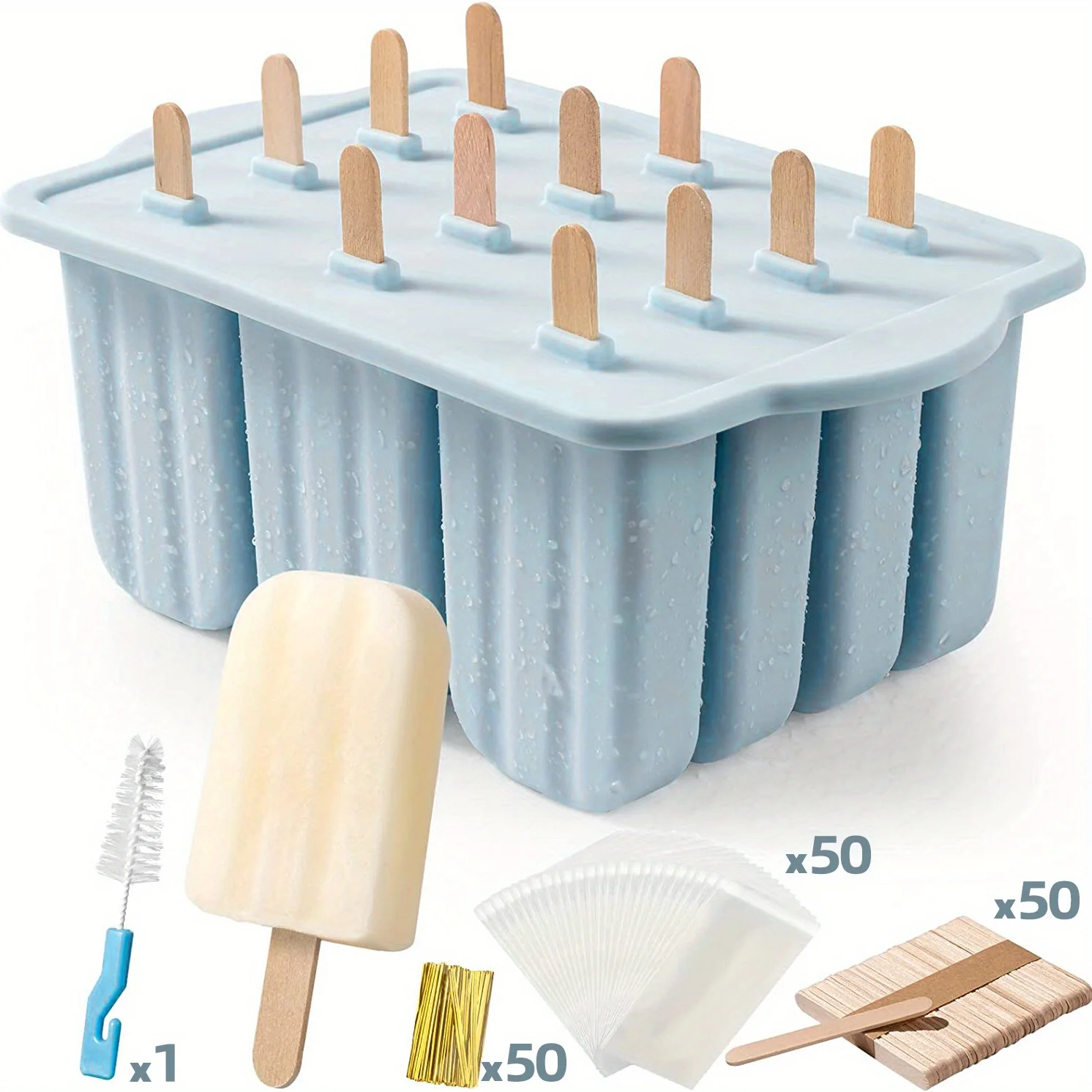 Eis bin Stiel-Formen, 12-teilig, Silikon-Eis bin S... – Grandado