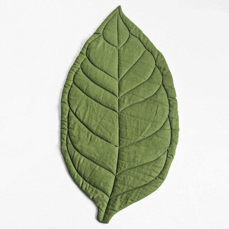 Ins Nordic Baby Kruipen Mat Maple Leaf Mat Kinderen Vloermatten Katoen Kids Play Mat Tapijt Blad Game Pad deken Kussen: green