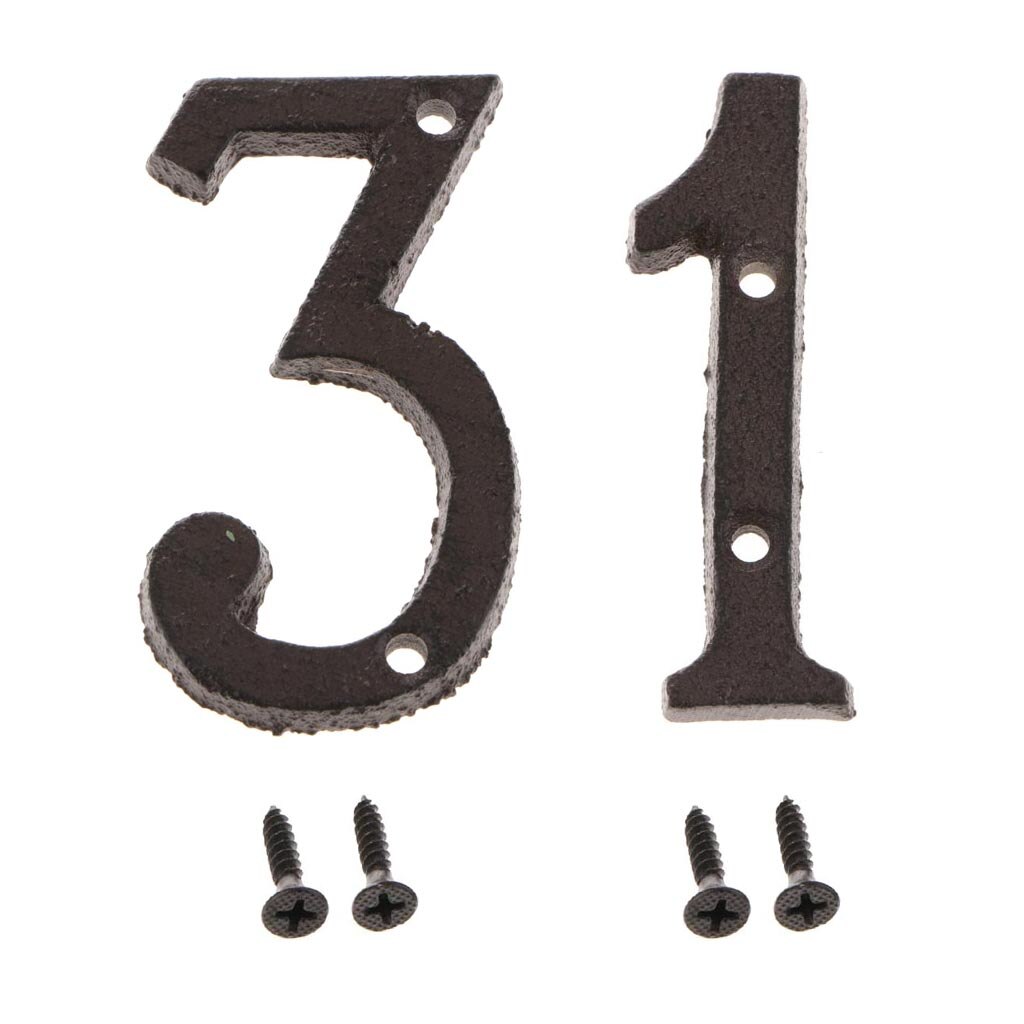 2pcs Cast Wrought Iron House Office Door Number Signs Plaque Country Style Digits Sticker Plaque with Screws 1 3